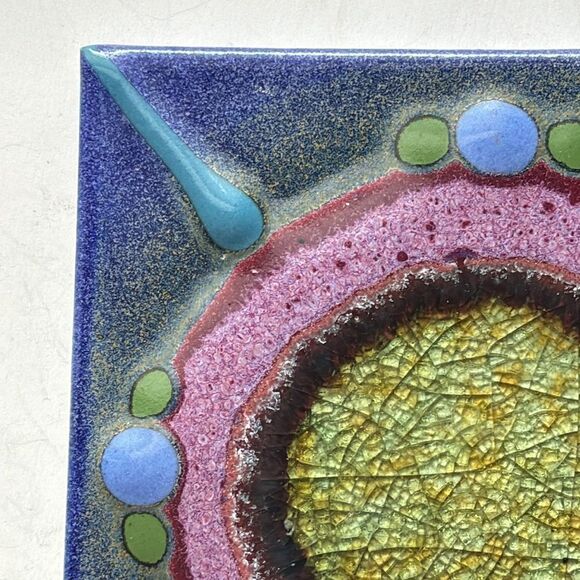 Matthew Patton Decorative Art Tile Trivet Vibrant Colors in Abstract 6x6 - Picture 5 of 7